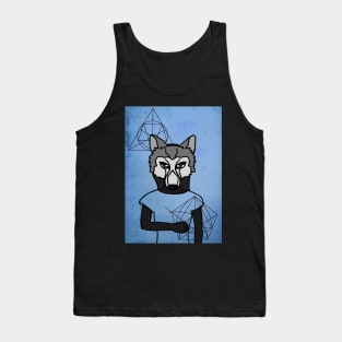 Walter: Captivating FemaleMasked NFT with Animal Eyes, Dark Skin, and a Subtle Gray Item Tank Top